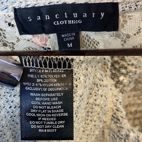 Anthropologie Sanctuary Tweed and Lace Short Sleeve Top Mixed Media, size Medium - Picture 5 of 5